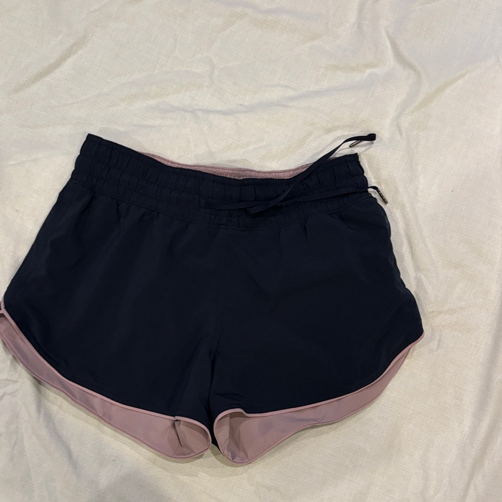 lululemon athletica Navy Athletic Shorts with Dusty Pink Trim